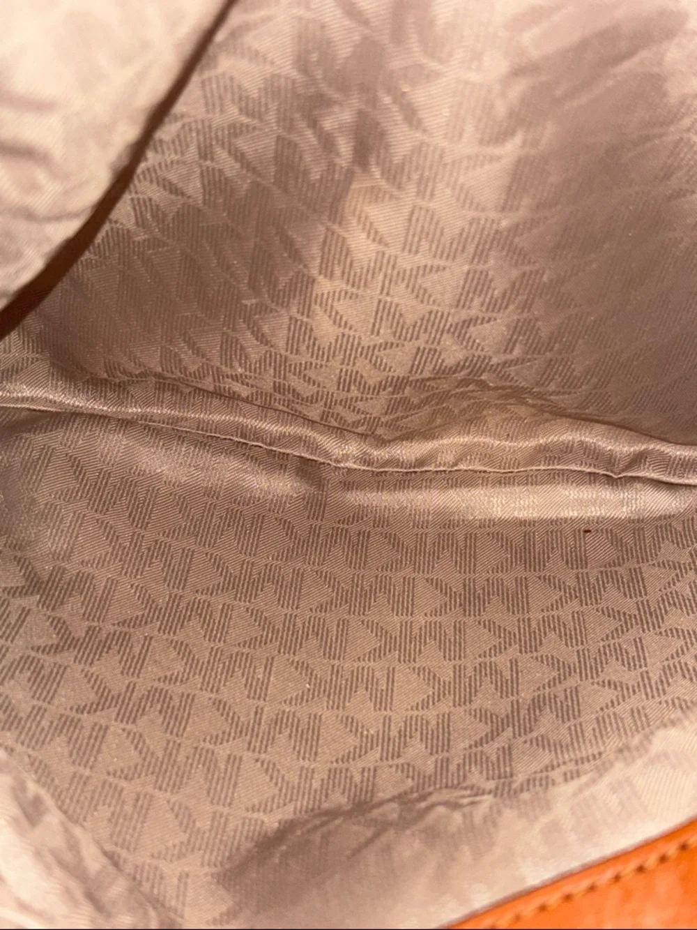 Michael Kors Fulton Large Chain Shoulder Tote in a vanilla MK pattern with Brown - Picture 15 of 17